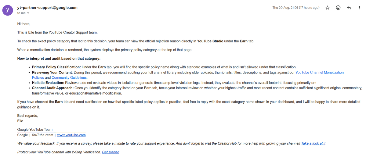 hughdoesyoutube's tweet photo. 🚨 Day 12 FALSE DEMONITIZATION

@TeamYouTube I think you made a mistake as it says "To check the exact policy category that led to this decision, your team can view the official rejection reason directly in YouTube Studio under the Earn tab."

When I go to the "Earn Tab," it only says "Violations of the YouTube monetisation policies"

My channel "Cartoon Coroner" was rejected for not meeting YouTube’s monetization policies. However, our content is entirely original and includes extensive human-driven creative work: original commentary, custom stop-motion animations, human voice acting, precise scene edits, and substantial manual editing throughout.

Before creating this content, I completely removed my previous uploads to ensure the channel was focused entirely on this original material.

Unfortunately, the automated system rejected the channel without providing any specific feedback or actionable explanation about what policy requirements we supposedly failed to meet. It appears the automated review may have overlooked the significant amount of manual transformation and original creative effort involved in our videos.

Could an internal human specialist please review our channel and case manually? We would greatly appreciate a thorough human review of the content and any specific guidance on what, if anything, needs to be changed to meet the monetization requirements.

PLEASE LIKE + RT, SPREAD THE WORD SO WE CAN GET JUSTICE! 🙏

Channel URL [https://t.co/Yor8UiPYnh]