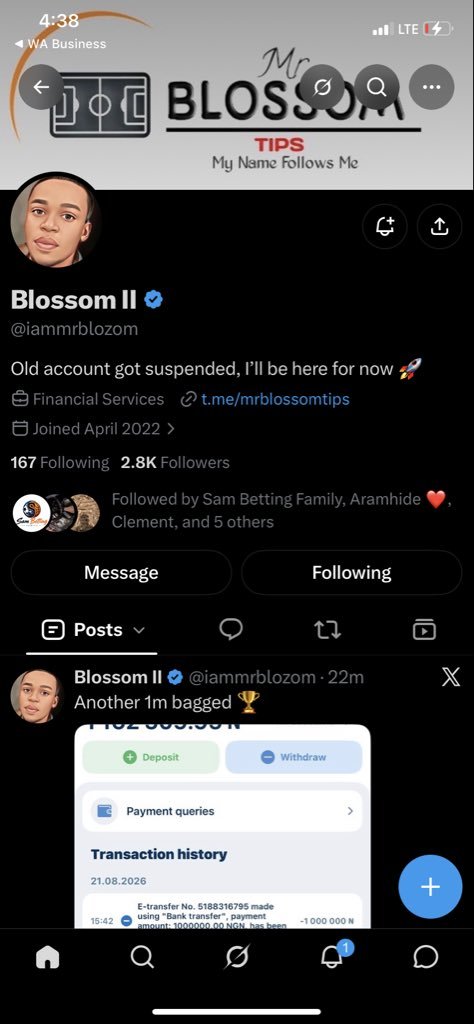 FurtherMath4114's tweet photo. @Sambetting_tips @iammrblozom 7064853302
Opay 
Done as instructed boss ✅✅ https://t.co/iy7VhFydDH