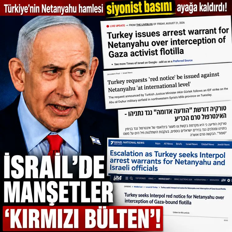hdrmedya's tweet photo. İsrail'de manşet kırmızı bülten! Türkiye'nin Netanyahu hamlesi İsrail basınını ayağa kaldırdı https://t.co/vhz6JN21pS https://t.co/XmrvxaR4MB