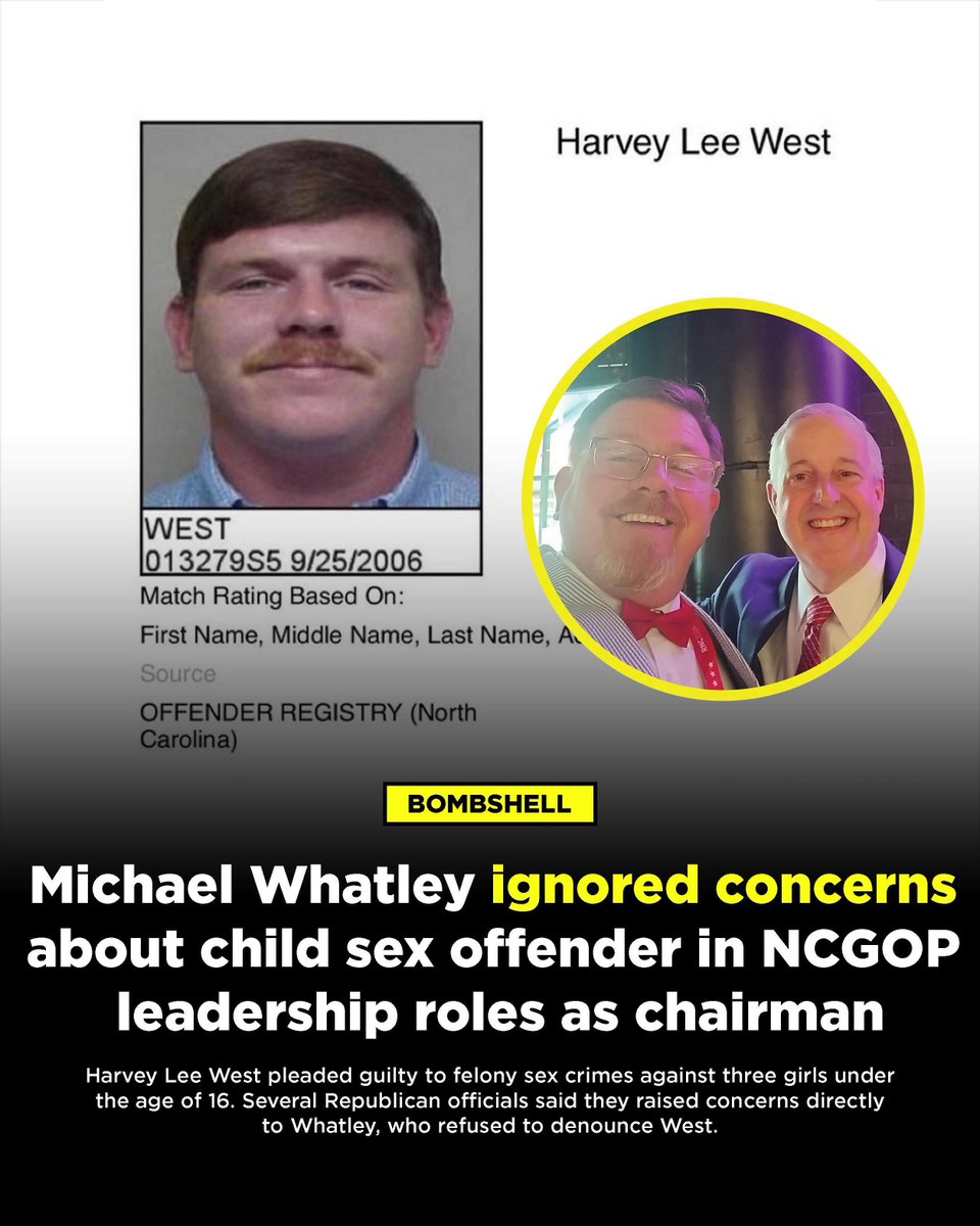 gvegspirate's tweet photo. @NCGOP REJECT PROMOTERS OF CHILD RAPISTS!!!  REJECT WHATLEY!!! https://t.co/pX6g8KExOn