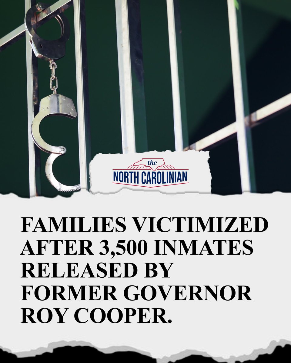 NewsCarolinian's tweet photo. NEW: Families victimized after 3,500 inmates released by former Governor Roy Cooper ask: Why did Roy Cooper release violent criminals back on the streets?

See more: