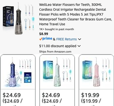 Pricerrors's tweet photo. $9 CORDLESS WATER FLOSSER ON AMAZON 

Must apply code "PVP7WLQ4" at checkout 

https://t.co/qkTNBGlbfN #ad 

For reference, all other colors are $19.99 and above 

Last promo code only lasted 5 minutes https://t.co/RAJhKRxOQR