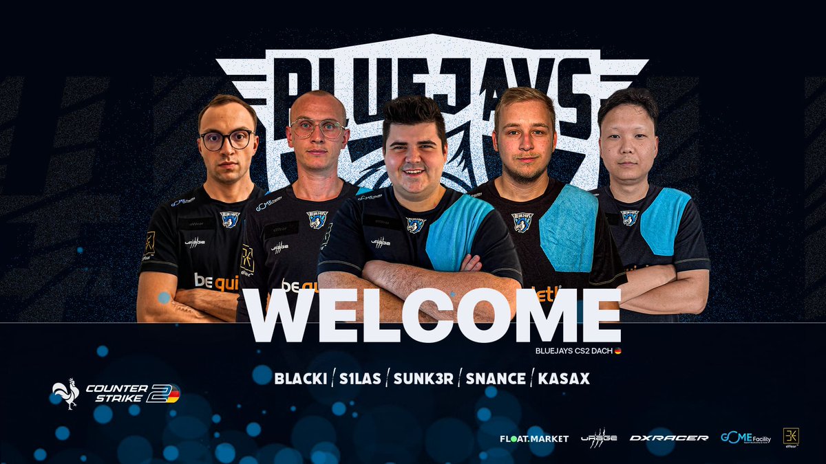 BLUEJAYS_Sports's tweet photo. Please welcome our new @dachcs CS2 roster to BLUEJAYS! 🇩🇪

Formerly competing as @ARROWdotGG Gold, this team has had quite the journey. After earning promotion from Spielklasse 3 to Spielklasse 2, they decided to take a little shortcut. 👀
A dominant run through the Slot Cup secured them a spot in Spielklasse 1, the highest division in DACH CS. 🔥

Now it's time to see what they can do at the next level.
Welcome to the BLUEJAYS Family. Time to get to work. 💙
#BLUEJAYS #CS2 #DACHCS
