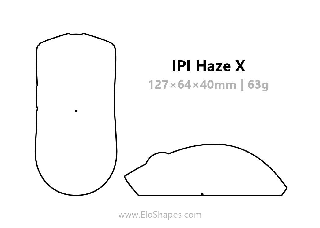 EloShapes's tweet photo. The IPI Haze X has been added to EloShapes!

- New TMR switches
- Size: 127 x 64 x 40 mm
- Weight: 63 grams
- Sensor: PixArt PAW3955
- MCU: Nordic 54L15
- 52K DPI, 8K Hz, 750 IPS, 60G https://t.co/fXnFgqHIQx
