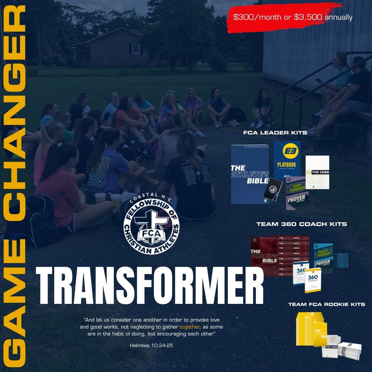 CoastalNCFCA's tweet photo. Fall Sports are underway and we need you to help us Equip every Coach and every Athlete on every Team!  So hit the link and become a #GameChanger today at $300/month or give an annual gift of $3,500 and be a #Transformer and impact quite possibly EVERY Fall Sports Team at one School.  Who's up first?  

GIVE:  https://t.co/HQvq5oMDMb