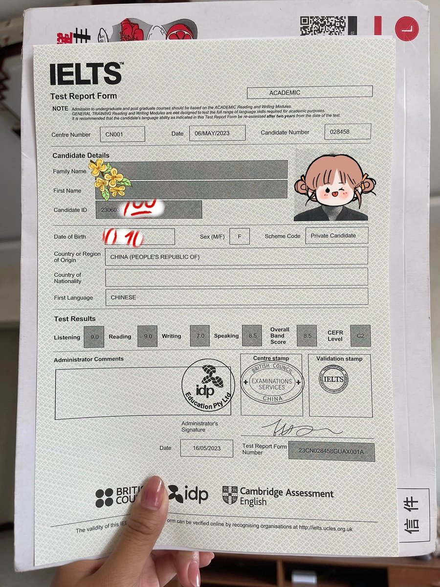 ttggred's tweet photo. [Got my IELTS score! Listening: 8.5, Reading: 8, Writing: 7.5, Speaking: 8, Overall: 8. No more retakes, ready for my dream grad program! ]， https://t.co/X1YddKOcyz