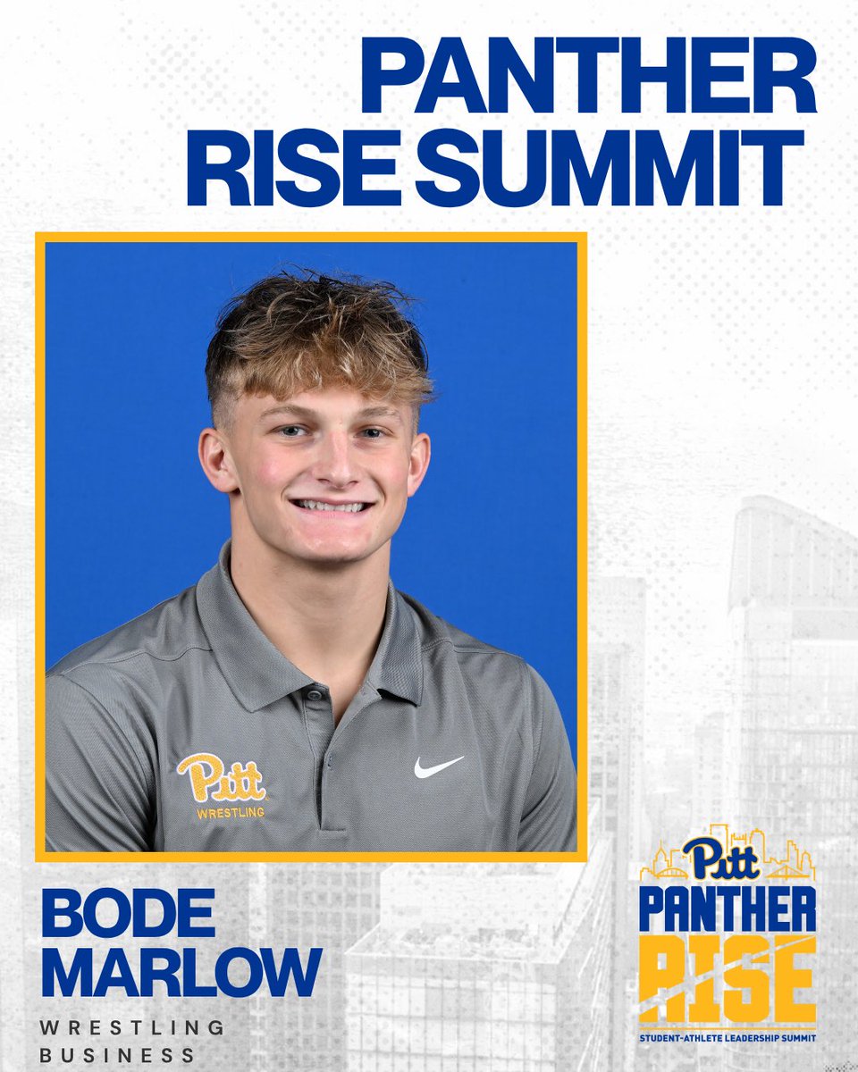 Pitt_LIFESKILLS's tweet photo. Recognizing Bode Marlow as Wrestling’s representative at the Panther RISE Leadership Summit! 💙💛

We’re proud to see Bode step up as a leader and represent Pitt Wrestling! #H2P #PantherRISE https://t.co/KRg2x3o6Cq