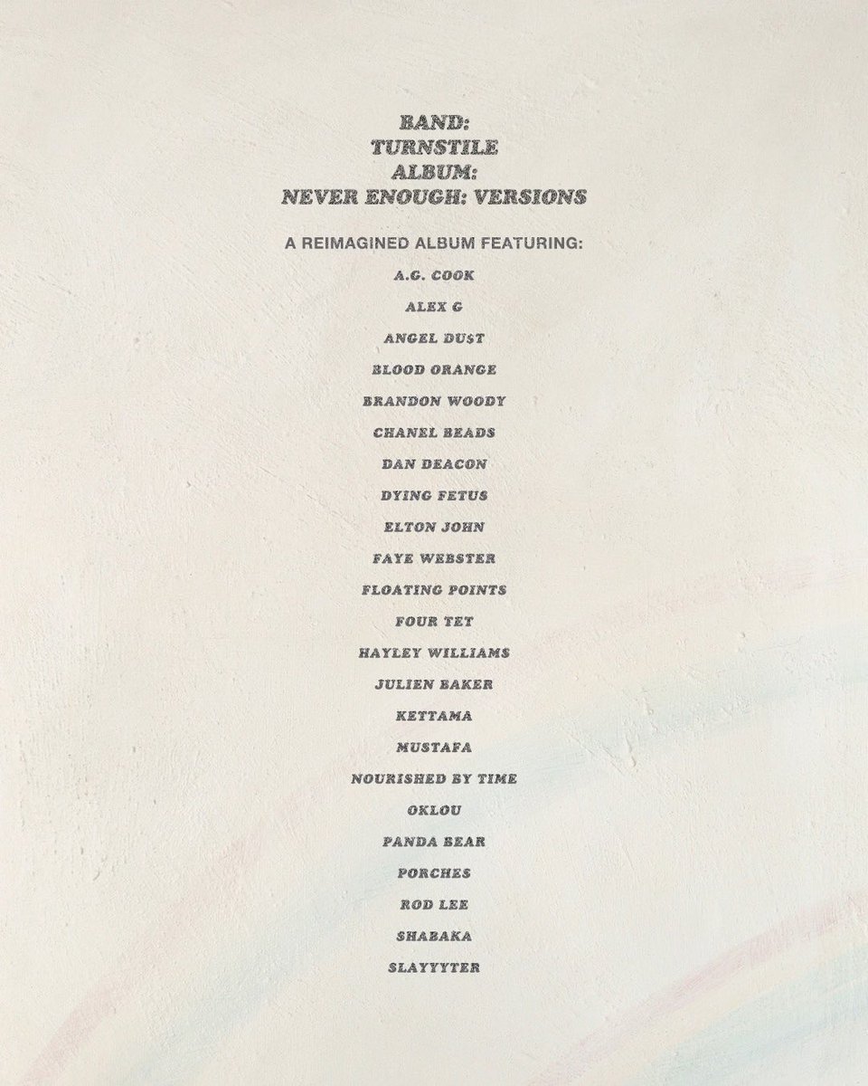 TURNSTILEHC's tweet photo. NEVER ENOUGH: VERSIONS OUT AUGUST 28 https://t.co/Y3mLq4OnEg