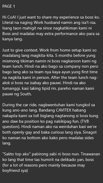 AlterOfan83223's tweet photo. Hindi daw "kabit", sabi ni Boss. "Work Husband" daw ang tamang term.

Pages 1-3
Sender: Work Husband

#ConfessionOfanAlter1051
#Cheating #Officemate https://t.co/jS70I6dhd6