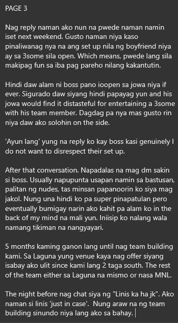 AlterOfan83223's tweet photo. Hindi daw "kabit", sabi ni Boss. "Work Husband" daw ang tamang term.

Pages 1-3
Sender: Work Husband

#ConfessionOfanAlter1051
#Cheating #Officemate https://t.co/jS70I6dhd6