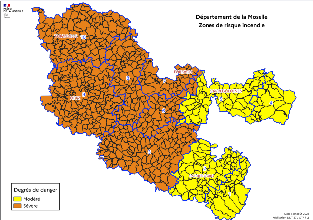 Image de Préfet de la Moselle : #FeuxDeForêts 🔥| 🟡 Retour au degré de danger « modéré » pour 4 secteurs de la Moselle, maintien du