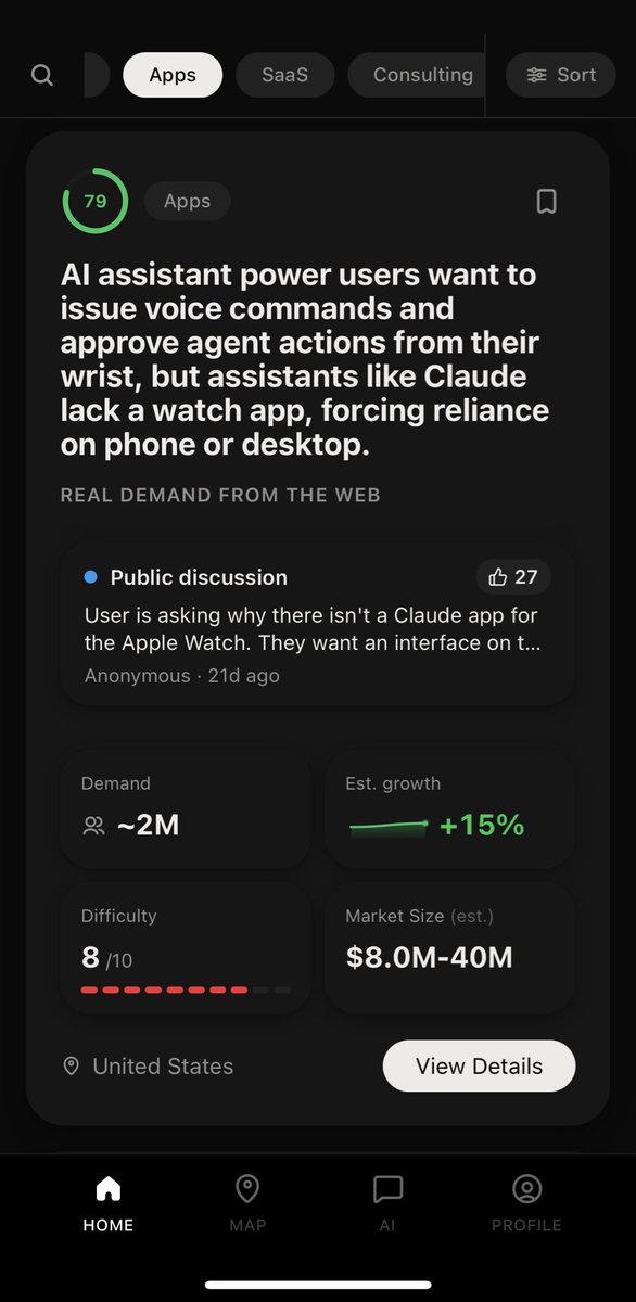 AtlasGaoBuilds's tweet photo. Just stumbled upon an app for business idea discovery.

Two questions on my mind:

Is it worth purchasing?

Is it worth rebuilding as my 90-day AI project?

What’s your take? https://t.co/FU83sAJzvH