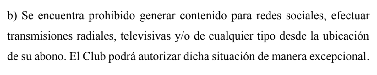 la12tuittera's tweet photo. ⚠️El apartado del NUEVO REGLAMENTO (https://t.co/iRfLRn6vR2) que PROHIBE a los abonados generar CONTENIDO PARA REDES SOCIALES y transmisiones radiales/televisivas/streaming desde la tribuna.

❓¿Se terminaron las 'reacciones' y streams en vivo desde #LaBombonera? 🤔 https://t.co/l28h6a5i5e