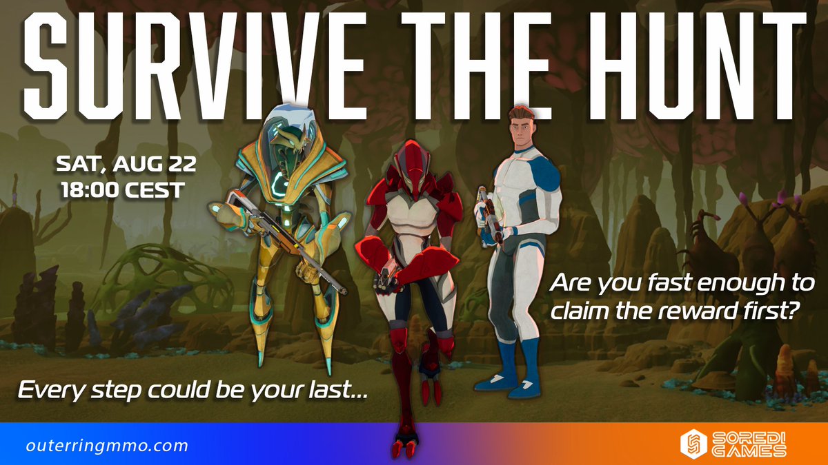 OuterRingMMO's tweet photo. Explorers, the wait is almost over

#OuterRingBeta is getting closer, but Caustic Fen has one last invitation before the big day arrives.

THE HUNT

 📅 Saturday 22nd
 ⏰ 18:00 CEST

Get in. Fight. Survive.

Download Outer Ring 👇
https://t.co/y0wPsuS8SF

#PlayToEarn #P2E