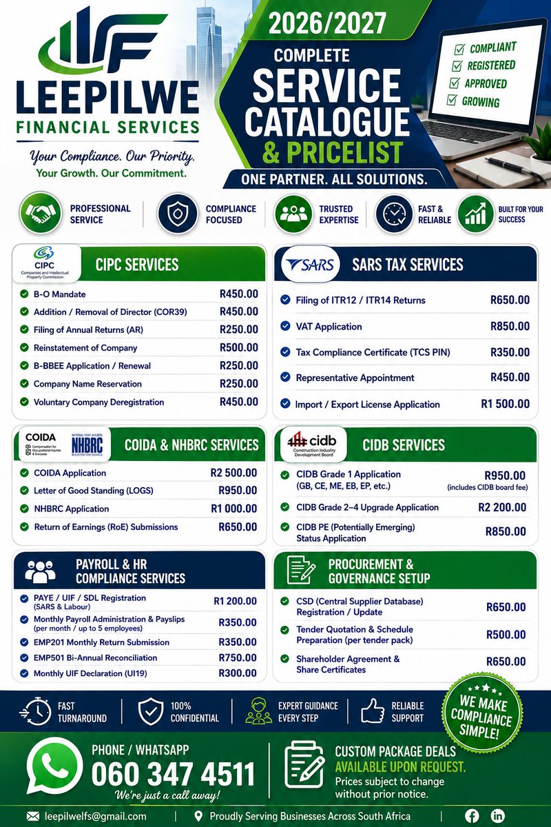 BashumiPtyLtd's tweet photo. Looking for reliable corporate administration & accounting services? ���� #Bitcoin #phil #OhenebaTheDom #SVWFCK #EPL2026 #polokwane https://t.co/vIHW7081fG