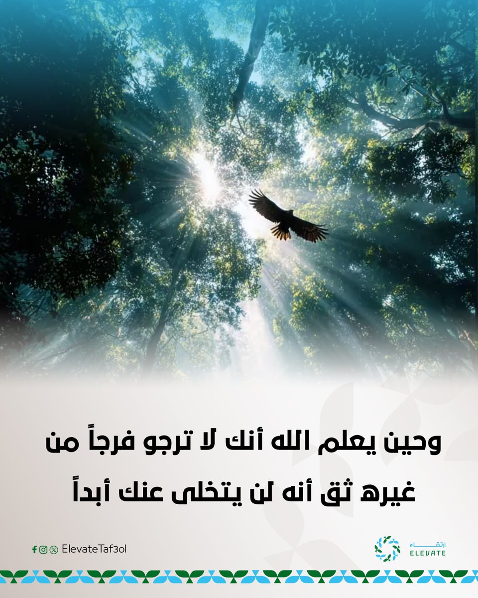 ElevateTaf3ol's tweet photo. وحين يعلم الله أنك لا ترجو فرجاً من غيره ثق أنه لن يتخلى عنك أبداً 🫰 https://t.co/ECnxxtc5H5
