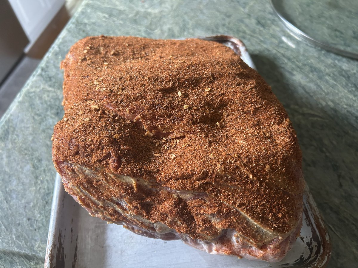 SeanPBali's tweet photo. Big ol Pork Butt and Beef Short Ribs waiting to get on the smoker for a long smoke. Having the best crew in the league from @woodwardsports over for a Lions watch party tomorrow. Duroc Ribs and various sausages will make an appearance https://t.co/0dFBzLjTnU