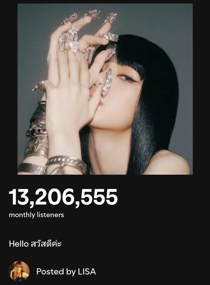 LISANATIONS_'s tweet photo. #LISA changed her Spotify bio:

“Hello สวัสดีค่ะ”

🔗 https://t.co/NWwih5r0E3

@wearelloud #LISA https://t.co/mmgGEoXdVh