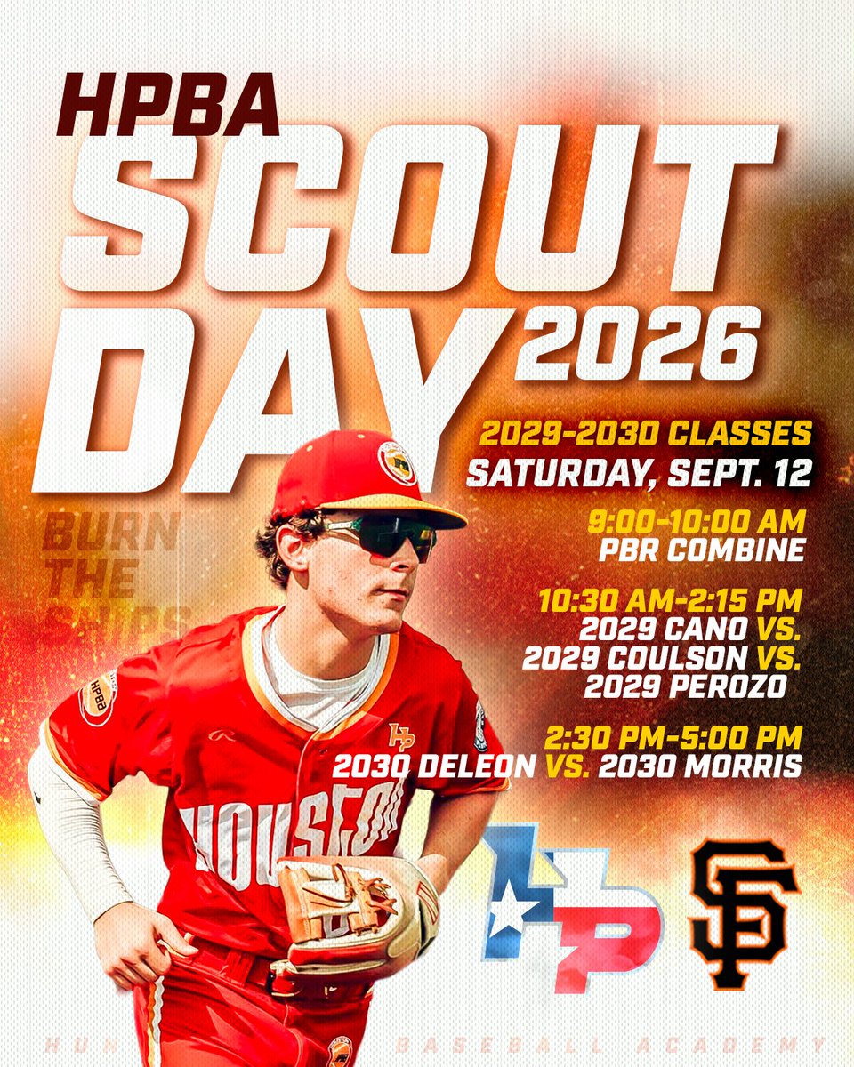 HPBA_official's tweet photo. 🚨 👀 HP Scout Day Schedule 👀 🚨 

🏟️ @RiceBaseball 🏟️ https://t.co/bM4nyTlQnh