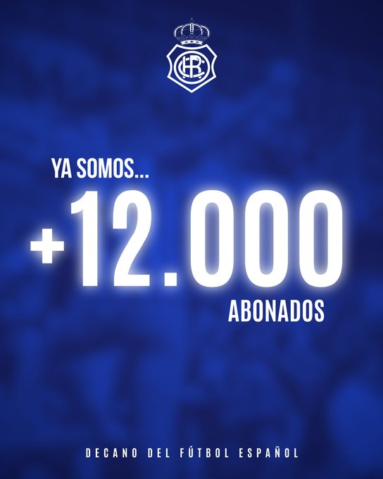 GradaBpro's tweet photo. No hay mejor post para terminar el día que este.

El @recreoficial, en 2RFEF, donde la mayoría abandona los colores por hartazgo, dolor o cansancio, suma más de 12.000 abonados.

El Decano es Huelva y por poner en contexto, sería el 12º club con mayor número de abonados de LaLigaHypermotion.