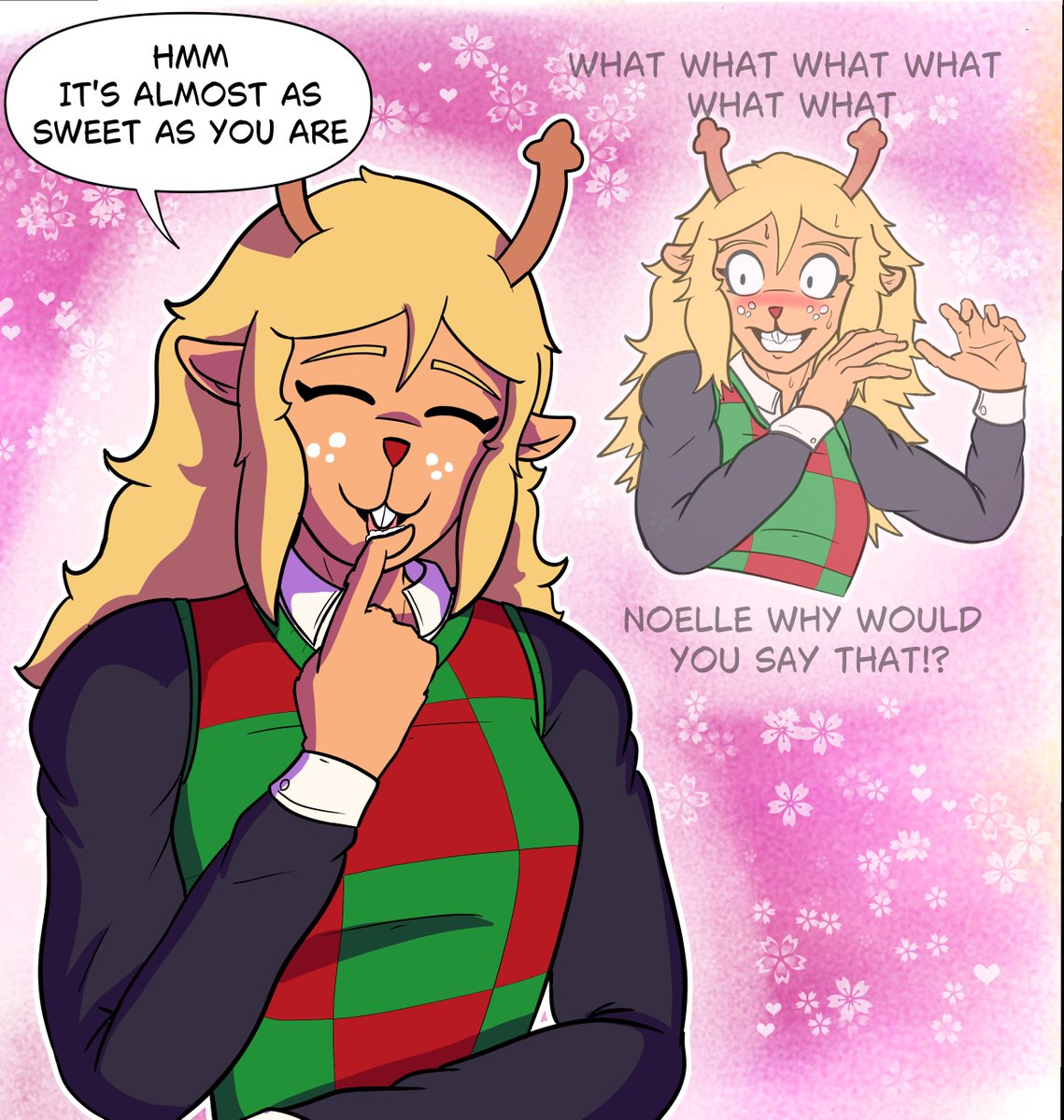 SimplySubarashi's tweet photo. "As Sweet as You" 

Mini suselle comic because I love them

#deltaruneㅤㅤㅤ #suselle https://t.co/HjniIki3Vk
