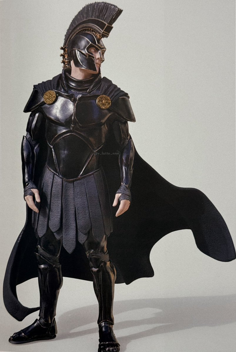 NolanAnalyst's tweet photo. Agamemnon’s costume in The Odyssey was designed from a helmet shape Nolan had been thinking about for years and personally sketched. The black color was also something Nolan wanted from the start, with no other color ever really considered. https://t.co/x3J7QHds46