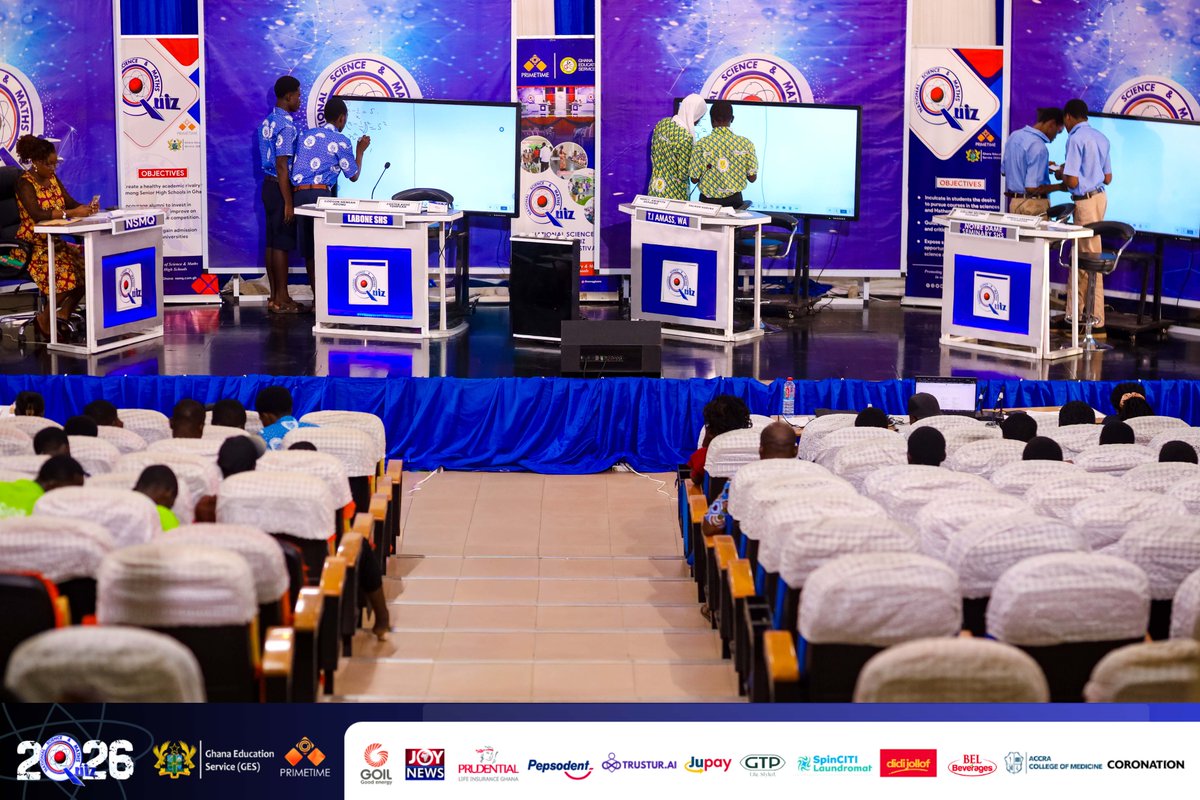NSMQGhana's tweet photo. SMS Auditorium

(Problem of the Day Scores)
Labone SHS: 10/10
Notre Dame Seminary SHS: 5/10
T. I. Amass, Wa: 0/10😪

---
End of Round 3

Notre Dame Seminary SHS: 23pts
Labone SHS: 21pts
T. I. Amass, Wa: 2pts

Sponsored by @PruLifeGhana 

#NSMQ2026 #NSMQPrelims #Primetime https://t.co/SJMkl6xxfO