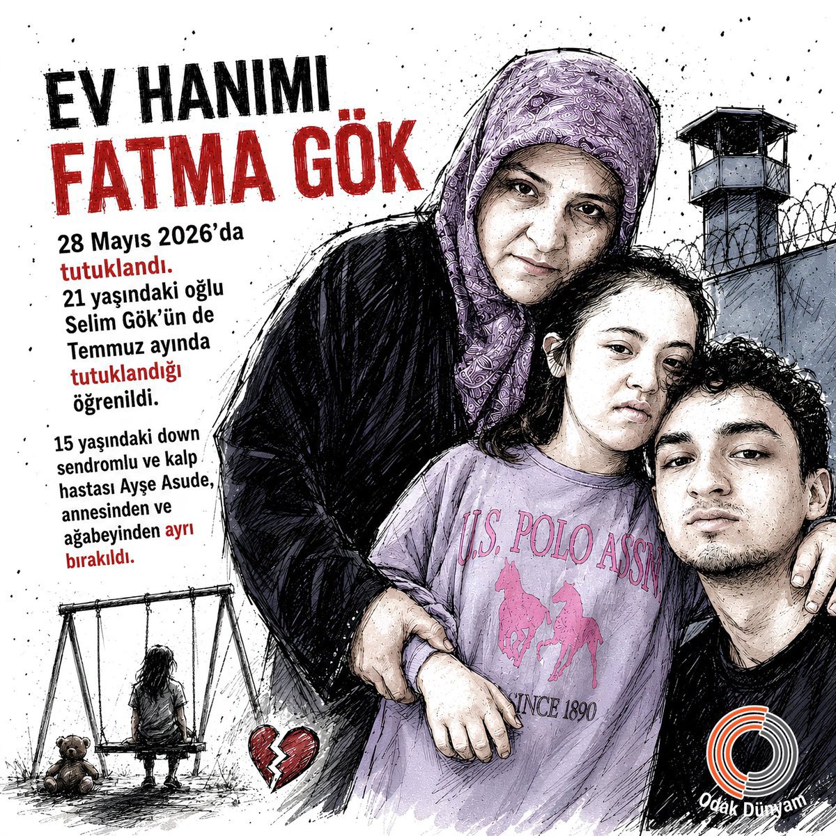 PoyrazK75251999's tweet photo. Down sendromlu Ayşe Asude, ihtiyaçlarını tek başına karşılayamıyor ve annesine muhtaç. Annesi Fatma Gök, Yusuf Kerim Yasası kapsamında infaz ertelemesiyle kızına kavuşmuştu. Şimdi yeniden cezaevinde ve Ayşe ikinci kez annesinden koparıldı.

SuçYok CezaVar https://t.co/triTSvS1ne
