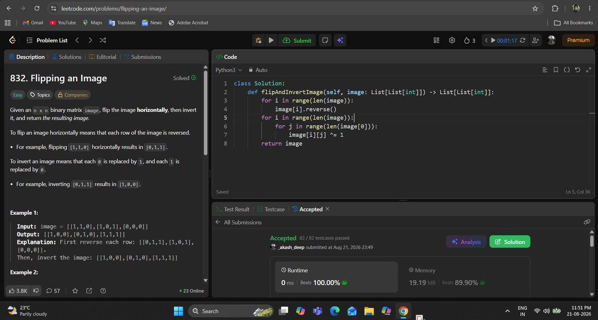_deep_star's tweet photo. Hello All, I completed #Day962 of #365DaysofCode Challenge with @scaler_official
Question: Flipping an Image
discord link: https://t.co/8JQpNSUK1v
#letsconnect #scalerdiscordcommunity #codewithscaler #365daysofcodescaler #365DaysofCode https://t.co/6J4Nafi6ut
