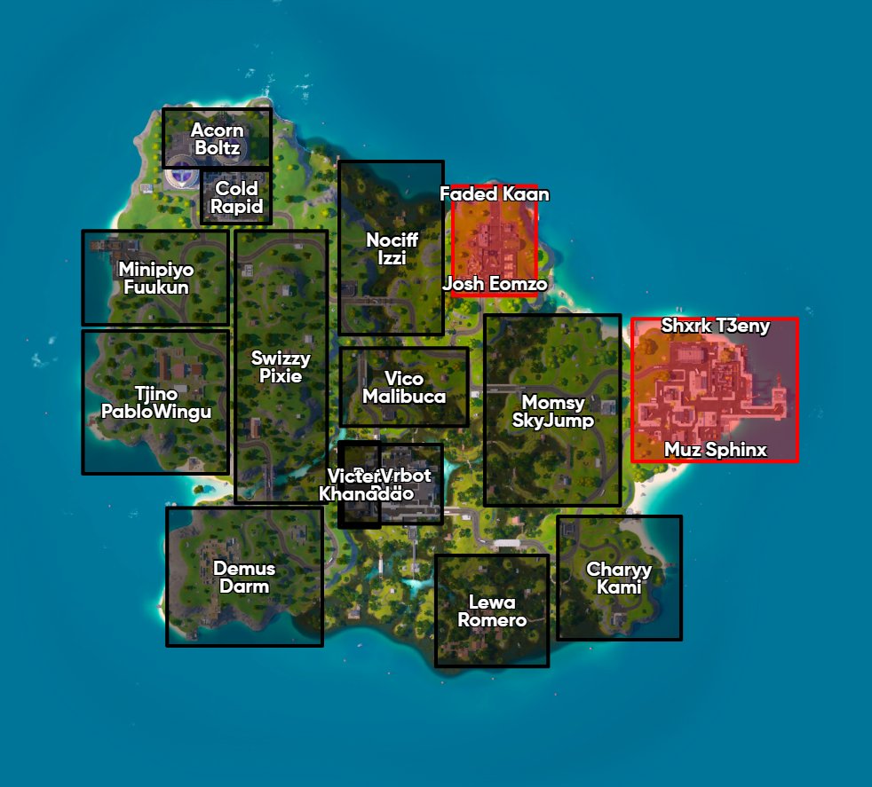 ECLIPS_VC's tweet photo. 🚨🚨THE CURRENT EWC FINALS MAP 🔥

EWC FINALS TIME: 6:00 AM EST 😭😭

- Faded Kaan are NOW CONNING JOSH &amp; EOMZO

- Shxrk &amp; T3eny VS Muz &amp; Sphinx

- Darm &amp; Demus Are NOW conning Momsy &amp; Skyjump

- Triple Conned Elite Armor 💀

- VicterV &amp; Khanada Vs Nociff &amp; Izzi https://t.co/w8zGSiVkXG
