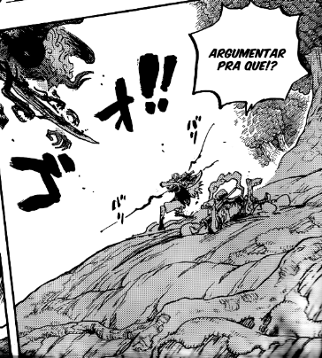 DunkelMort's tweet photo. #ONEPIECE1191
Pô que que é isso fikkkkkkkkkk.
O "u" pequeninin e a frase toda desconexa KKKKKKKKKKKKKKKKK.

Gaban soltando um "argumentar pra que?" sendo que o sentido da fala era sobre ele mandar o Luffy fugir e o ataque de Imu (mas ai acho que é pq cês pegaram o "it's no use!" da TCB e não revisaram direito né kkkkkkk).

Hajrudin soltando outra barra desconexa sendo que ele tava falando sobre levar um mesmo golpe duas vezes.

Ótimo trabalho gente!