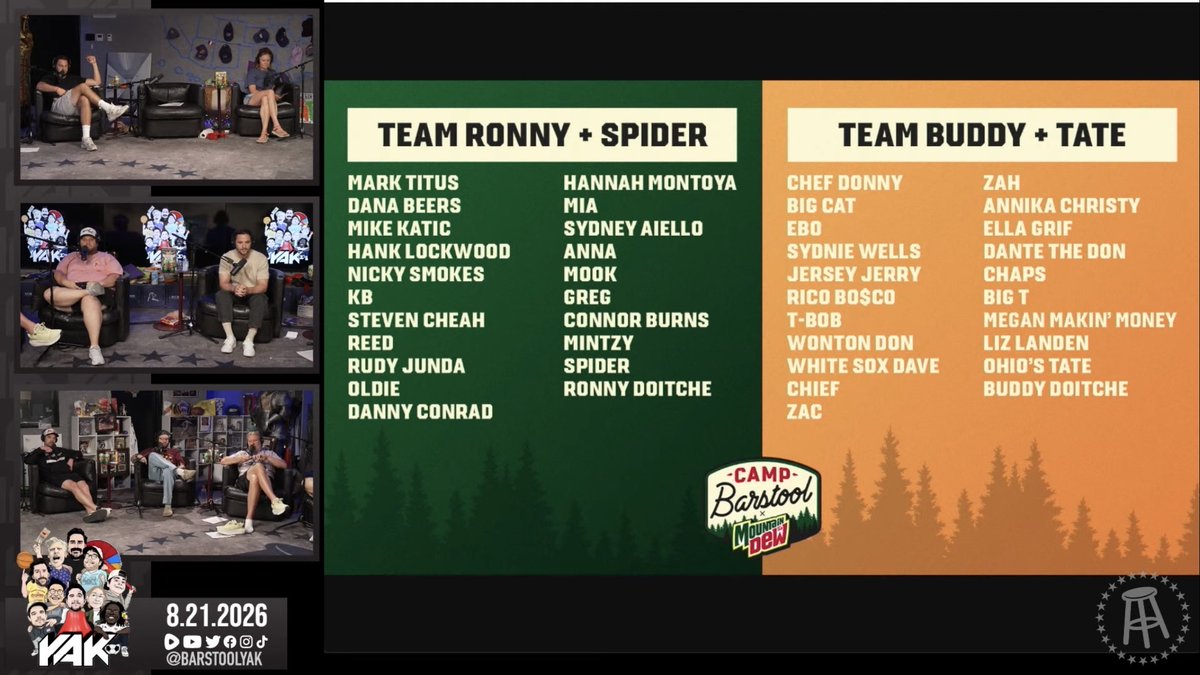 VivaLaStool's tweet photo. Which team is better for Camp Barstool? https://t.co/w5OxbUgO07