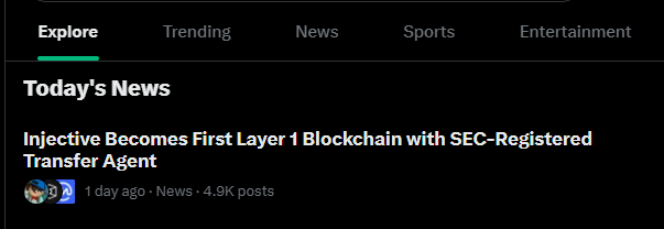 samxonite's tweet photo. Injective is taking a different route into tokenized securities.

Becoming a registered transfer agent means it can sit closer to the part institutions actually depend on: maintaining ownership records and processing transfers.

Pair that with its onchain financial infrastructure, and Injective is building around the full lifecycle of a tokenized asset... not just the token itself.

injective-protocol:native