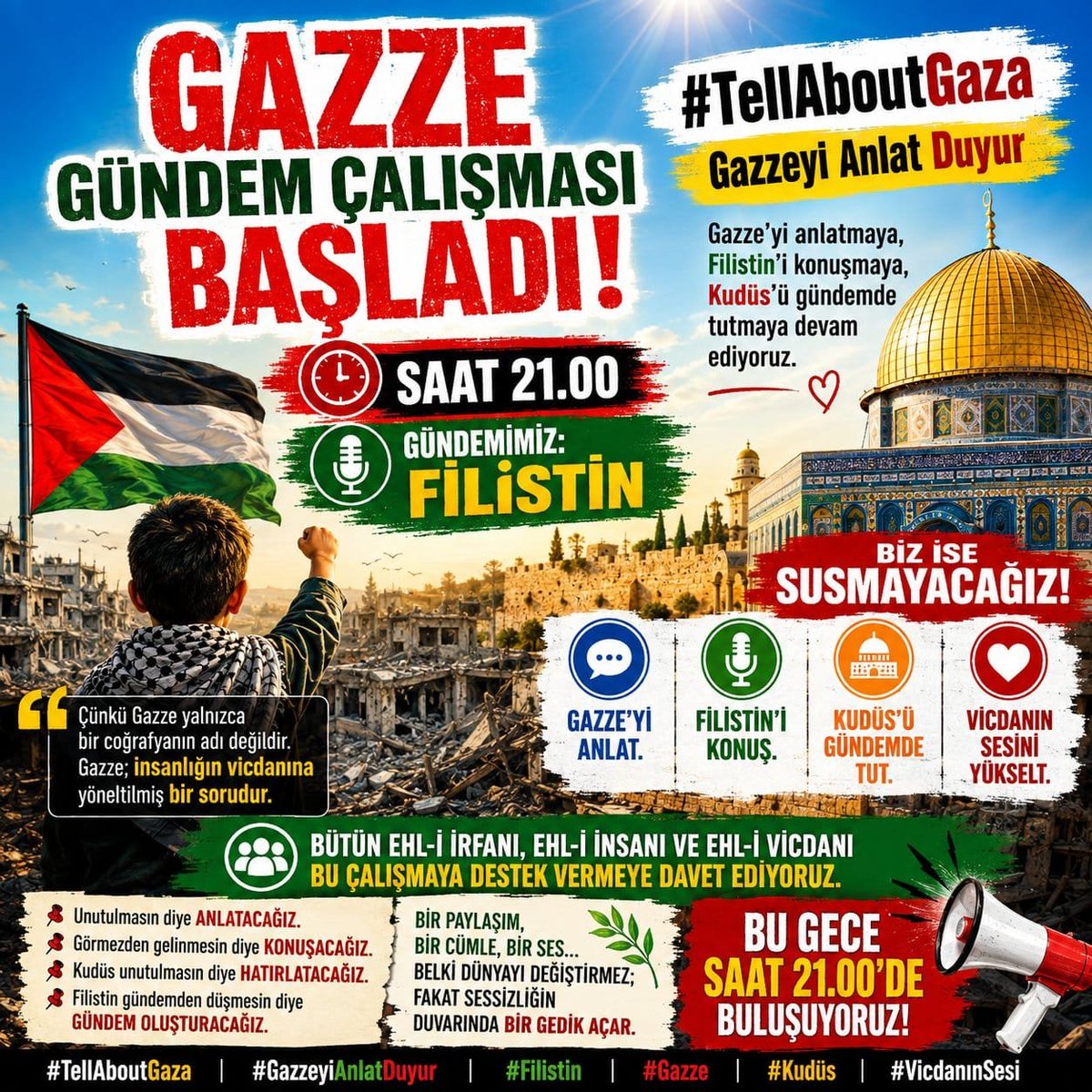 donmem_davm's tweet photo. #TellAboutGaza
Gazze’yi anlatmaya,Filistin’i konuşmaya,Kudüs’ü gündemde tutmaya devam ediyoruz
Çünkü Gazze yalnızca bir coğrafyanın adı değildir
Gazze;
insanlığın vicdanına yöneltilmiş bir sorudur
📢🇵🇸
Gazze’yi anlat
Filistin’i konuş
Kudüs’ü gündemde tut
Vicdanın sesini yükselt https://t.co/13ieVvQzp5