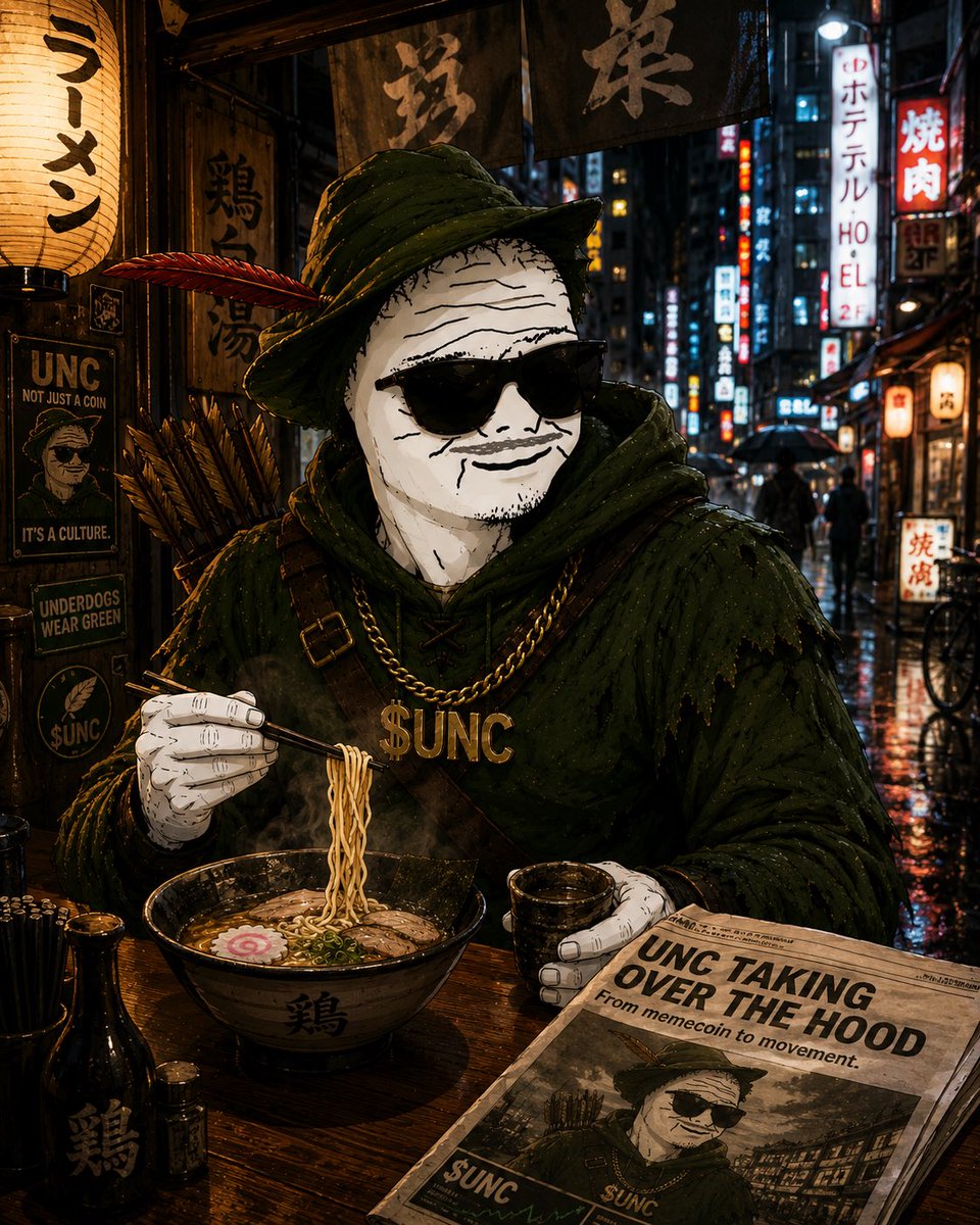 Uncrobinhood's tweet photo. GM ☀️

$UNC is waking up.

OG status. Fresh energy. Plenty left to prove. 🟢 https://t.co/dQjHAph5bY