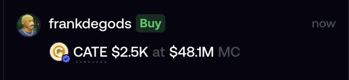 dancrypto's tweet photo. he knows that $cate is the alpha @frankdegods https://t.co/qSJ7noI79m