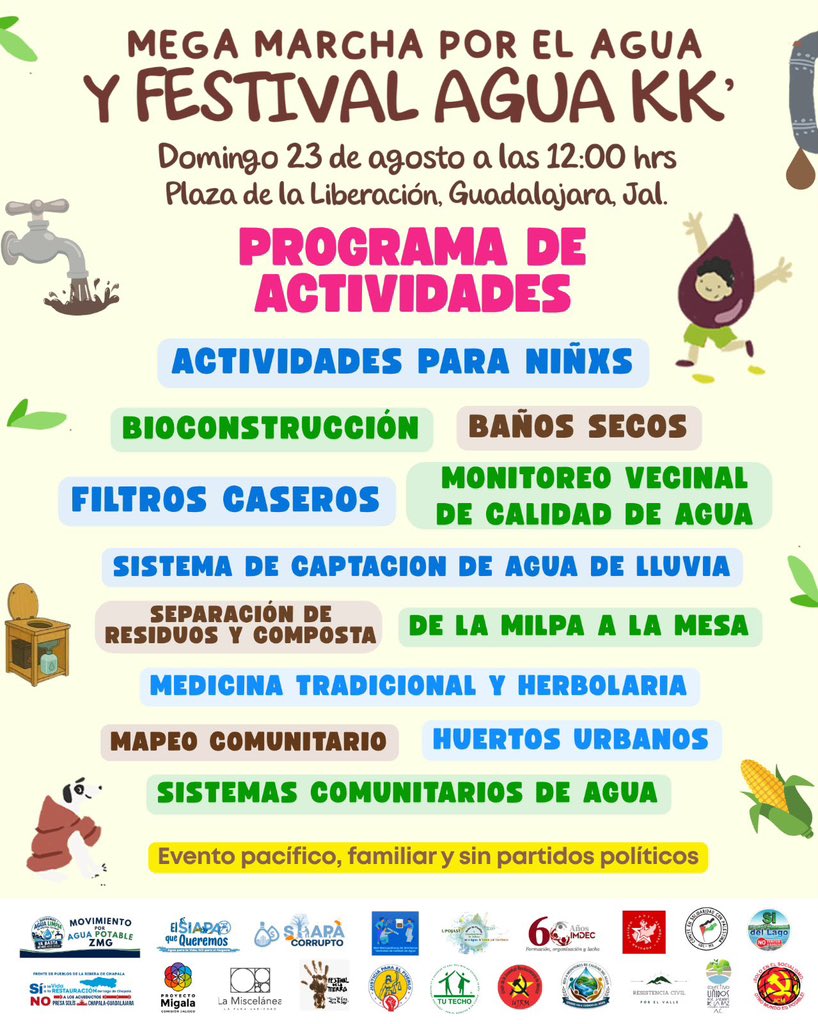 SiapaCorrupto's tweet photo. No es sólo marcha. En la Plaza de la Liberación habrá monitoreo vecinal de calidad del agua, filtros caseros, captación de lluvia, baños secos, bioconstrucción, huertos urbanos y mapeo comunitario.

Lo que las instituciones no hacen, las comunidades ya lo están haciendo. https://t.co/THd25U5Vct