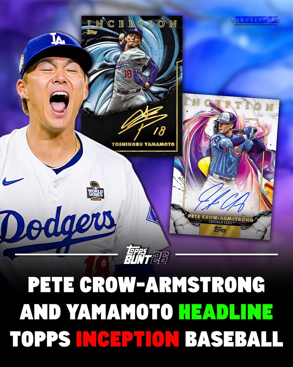 ToppsDigital's tweet photo. ✨ Topps Inception Baseball returns with bold colors and premium style in Series 2!
📲 #BUNT26 #BeHereForIt #Athletics #Rockies
🗞️ More: https://t.co/QkMhR8YZnS https://t.co/lTJCjNlRg8