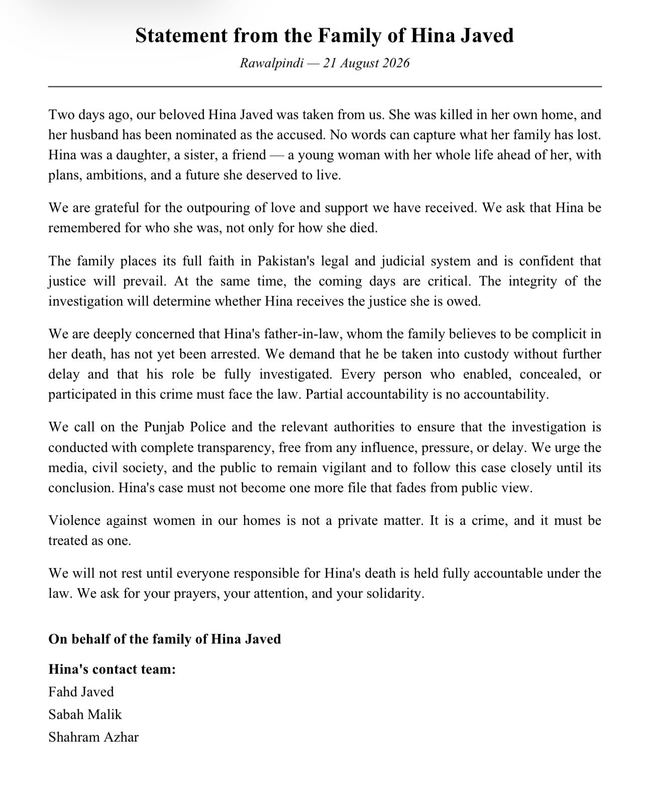iffat-omar-official-on-x-hina-s-family-statement-justiceforhina-x