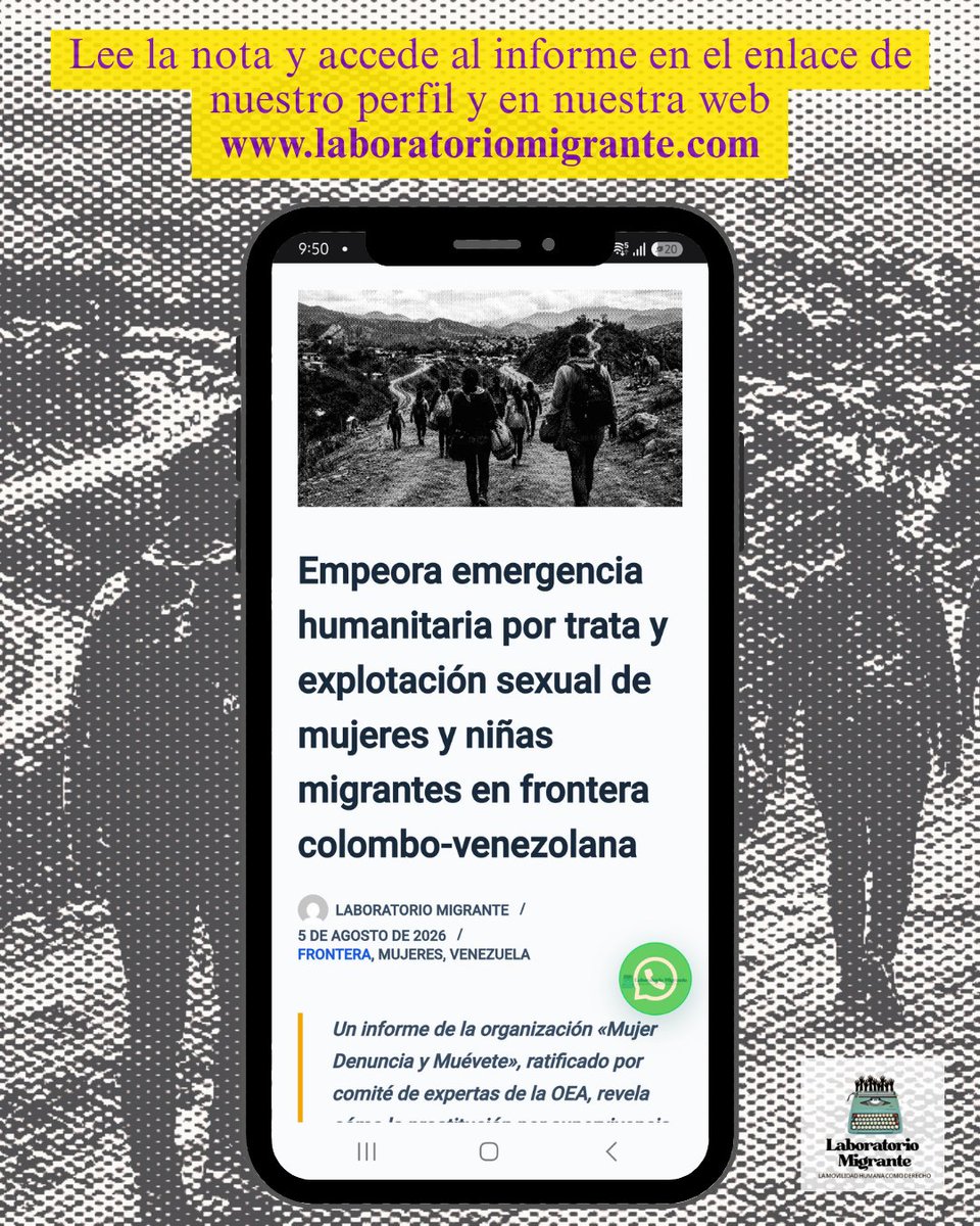 LabMigrante's tweet photo. 9. Las investigadoras denuncian que la normalización social de la pr0stitución en Colombia dificulta la identificación de víctimas de trata con fines de #explotaciónsexual, tras asimilarla “como una actividad tolerada o presentada como “actividad sexual pagada” https://t.co/Lwv9crlpQ6