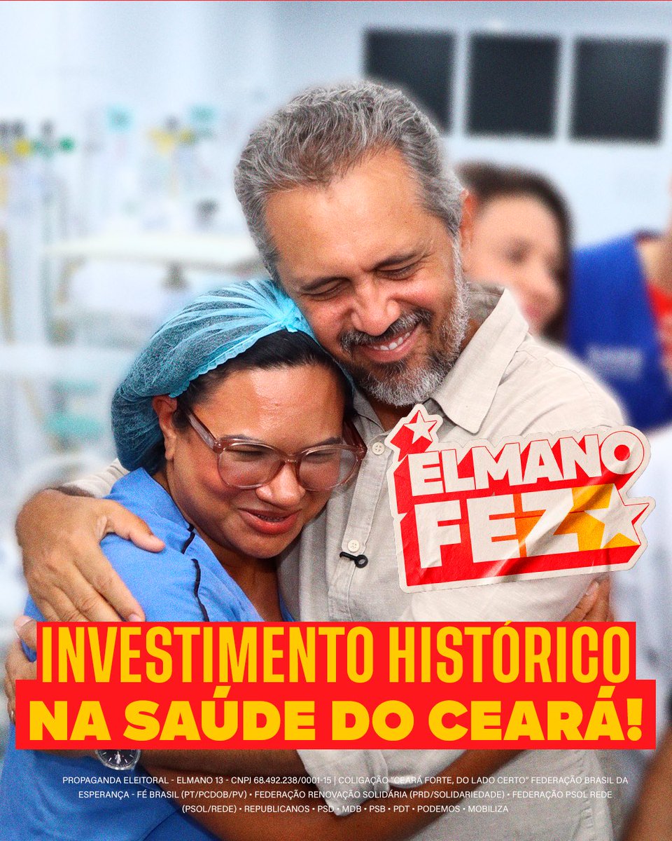 elmanooficial's tweet photo. No Ceará, tem trabalho que avança a saúde pública e melhora a vida da nossa gente!🏥

Desde a expansão da rede hospitalar no interior à redução da fila de cirurgias eletivas, estamos fortalecendo o cuidado com a população em todo o estado. https://t.co/tEYstOU3uu