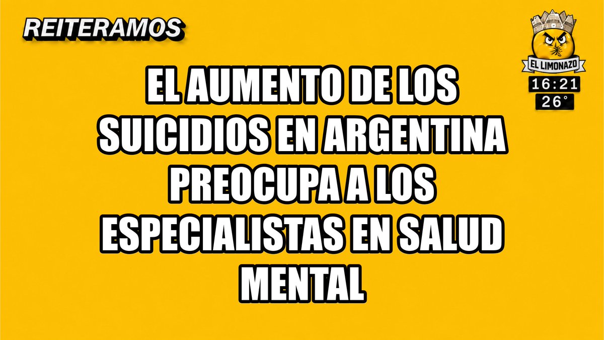 limonazo_ok's tweet photo. La tasa llegó a 11,8 casos por cada 100 mil habitantes y colocó al país en el tercer lugar de Sudamérica, según las últimas estadísticas oficiales. Las señales de alerta para prevenir, según los psiquiatras

🍋https://t.co/wNDOhPOjWP https://t.co/QSqavcu23R