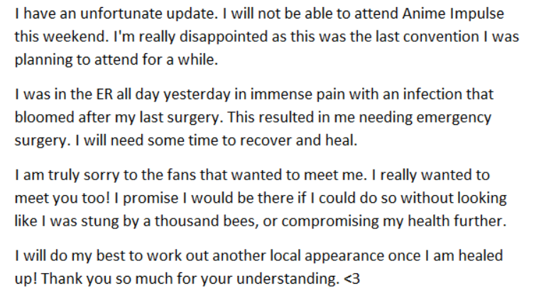 KayliMills's tweet photo. Anime Impulse OC UPDATE. Thank you for your understanding. 💗 https://t.co/ehG2n17yo4