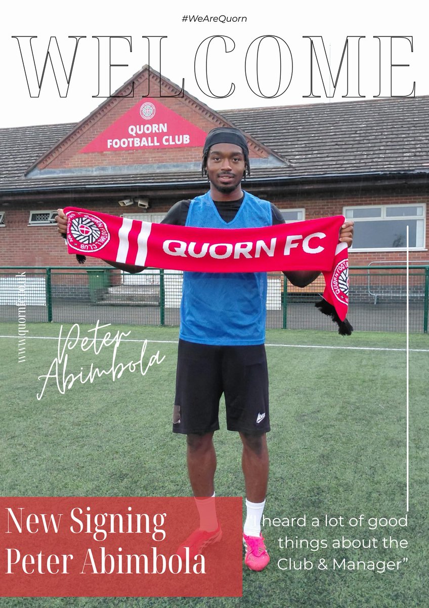 QuornAFC's tweet photo. SQUAD NEWS: Peter Abimbola arrives on loan from Bedford Town. Former Northampton Town man adds step three experience to midfield. Full story here...
https://t.co/6tNYXFrZ73
#WeAreQuorn #UTQ #QFC #QuornFC #TheDons #TheMethodists⛪️ #TheReds🟥 #TheVeggies🥦 #TheVillagePeople👮👷🪖🏍🤠