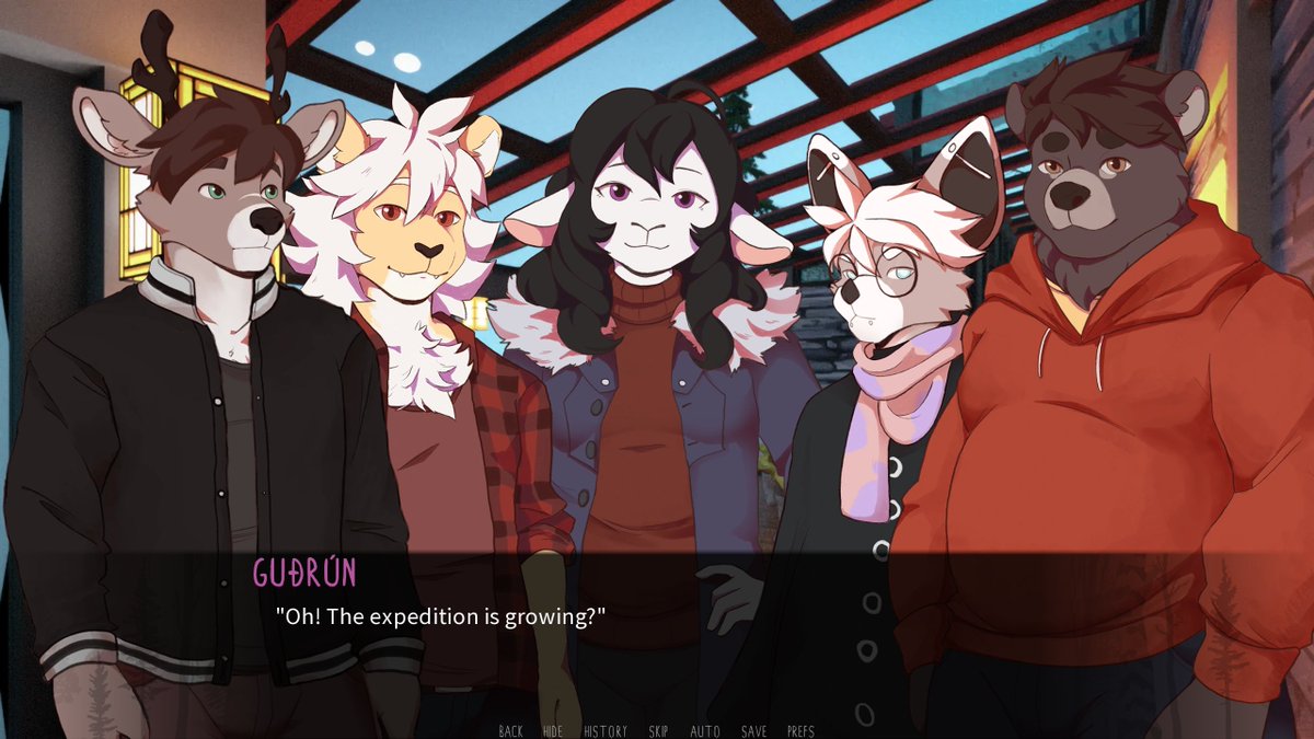 DawnChorusVN's tweet photo. The wait is over! For our patrons, that is - v0.58 - Lake, Jørgen &amp; Guðrún premiered today 🦁🦇🐐✨

There's over 25k words of new scenes, along with a rework for the whole thread with the key at the beginning of Dawn Chorus - check out the new update now! https://t.co/SkEaXMVDNb