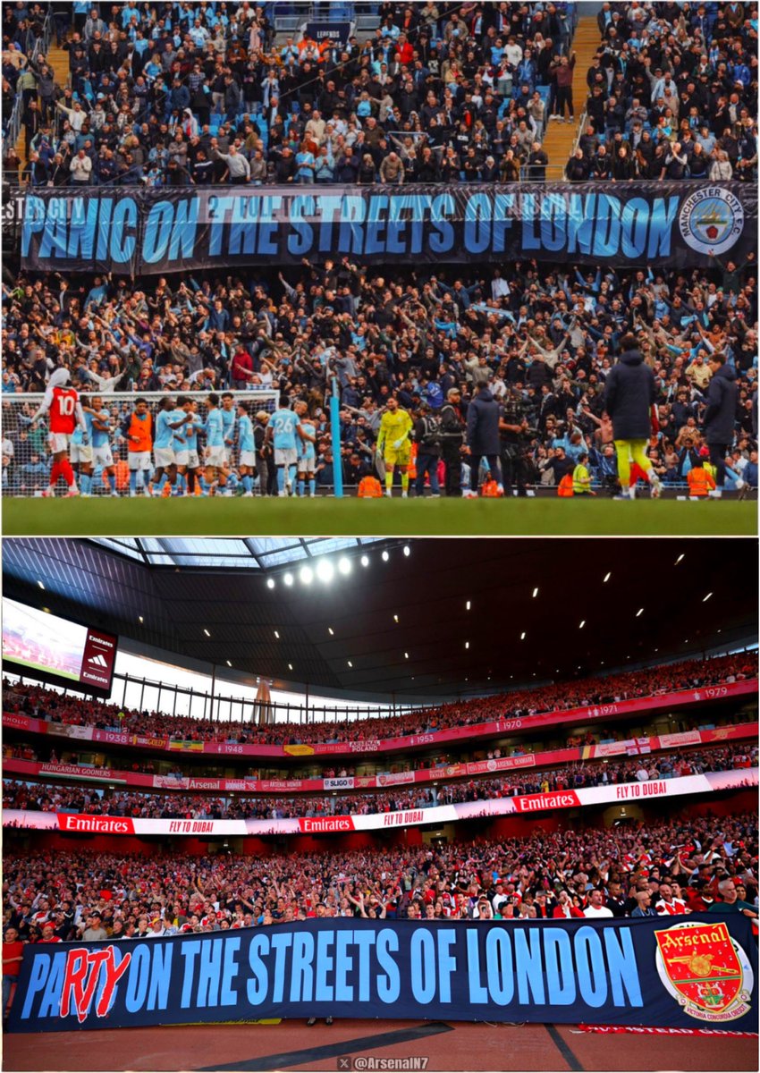 ArsenalN7's tweet photo. Forever grateful to Man City for the banner 👊 https://t.co/370KbuR862