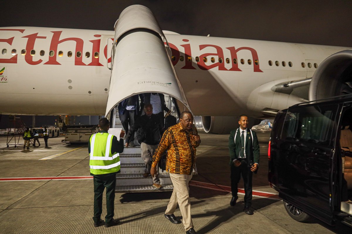 4thPresidentKE's tweet photo. Former President Uhuru Kenyatta has arrived in Addis Ababa, Ethiopia, ahead of the closing ceremony of the Ethiopian National Dialogue Conference, scheduled for tomorrow at the Addis International Convention Center.

The invitation, extended by the Ethiopian National Dialogue Commission, recognises the former President’s continued contribution to peacebuilding and inclusive political dialogue across the region. The conference has brought together representatives from diverse sections of Ethiopian society to deliberate on issues of national importance, build common understanding and advance consensus through peaceful political engagement.

Kenyatta's presence at the closing ceremony underscores the wider regional significance of Ethiopia’s national dialogue process, particularly in strengthening peace, stability and cooperation across the Horn of Africa.