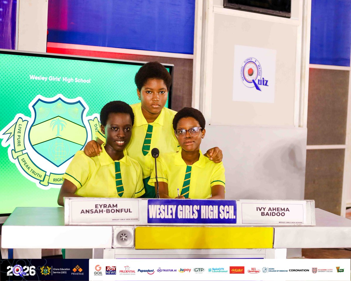 NSMQGhana's tweet photo. MAIN Auditorium

End of Contest

Wesley Girls' High School: 59pts
Nkwatia Presby SHS: 26pts
Simms SHS: 22pts

GEY HEY finish off a @jupayofficial "Clean Sheet" with a @GOIL_Official Riddle Bonanza 🤑

See you at the One-eighth Stage

#NSMQ2026 #NSMQPrelims #Primetime https://t.co/LBhraRJC0c