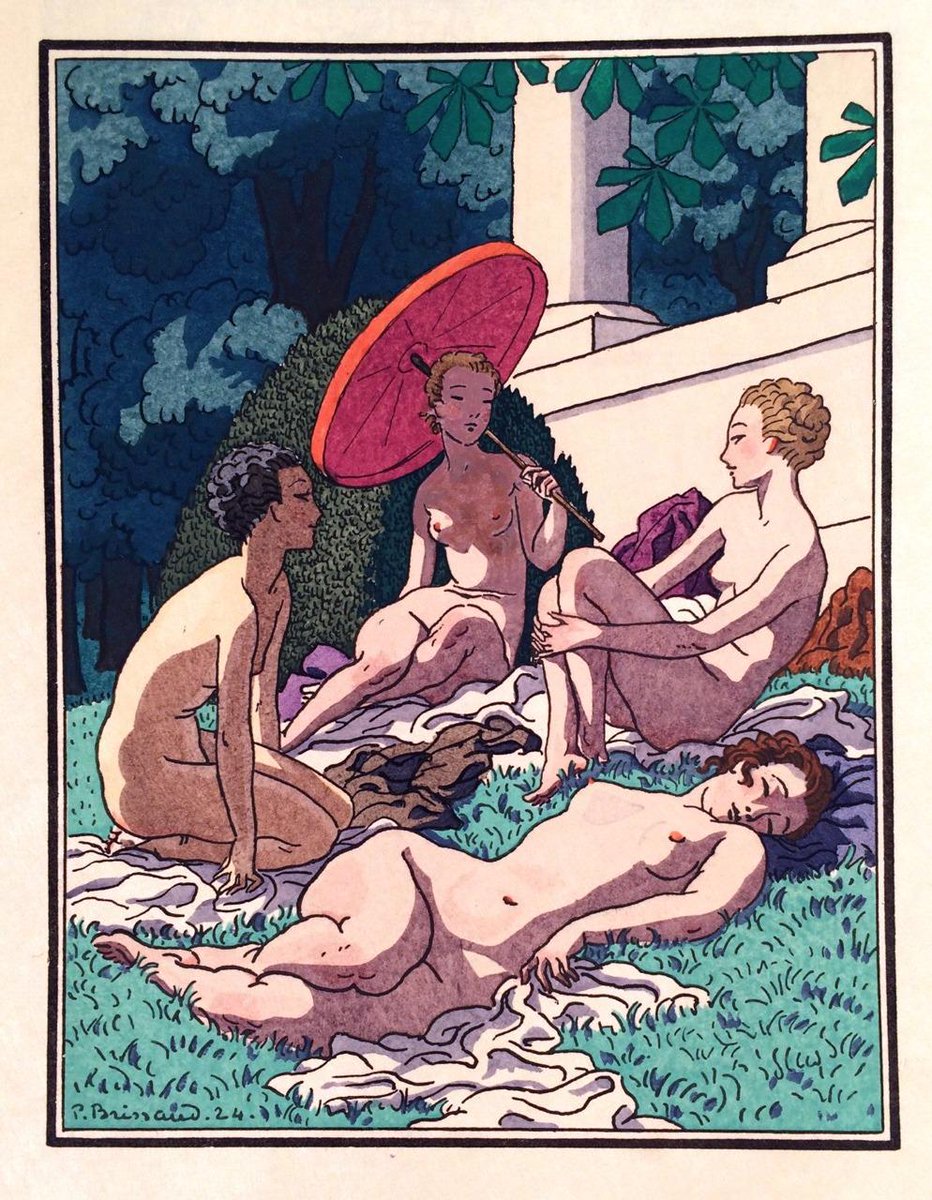 MenschOhneMusil's tweet photo. Pierre Brissaud, La Leçon d'amour dans un parc, 1924. https://t.co/34V6KsHWDw