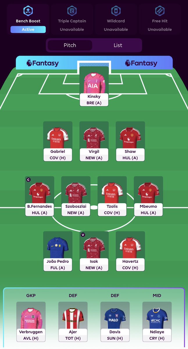 FPL_MSJ's tweet photo. Gambled with Havertz over Haaland.. So far so good! 🤞🏽 https://t.co/aXxmF0ojWv